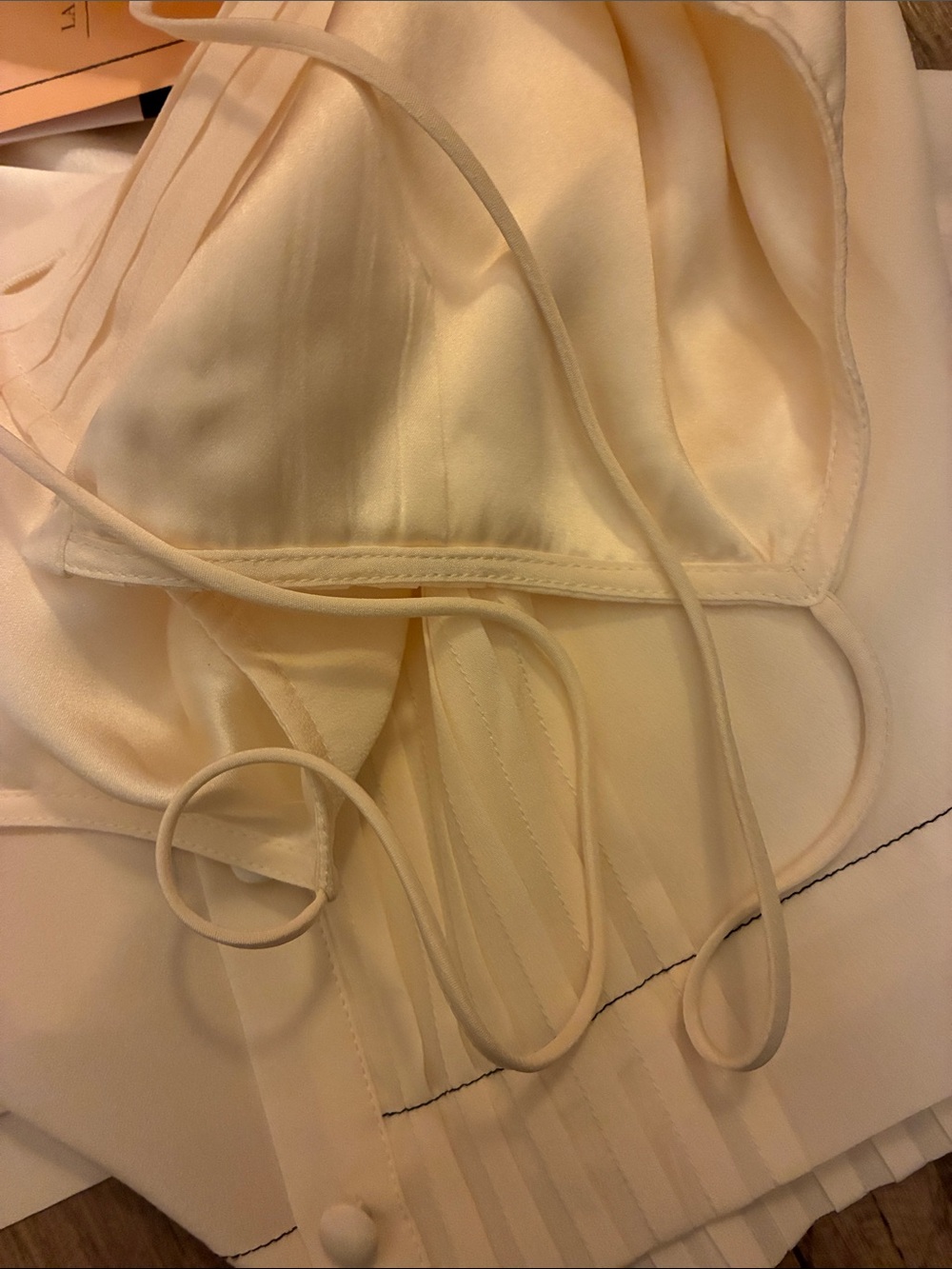 La Ligne Cream Pleated Silk Camisole with Covered Buttons- GORGEOUS- NWT - Picture 11 of 16